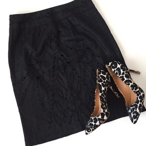 Etcetera black linen cutout skirt